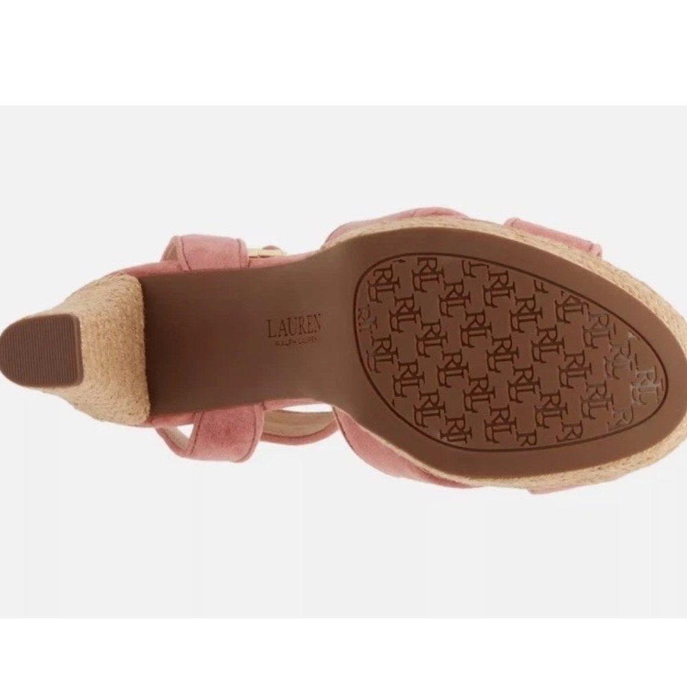 Woman's Lauren Ralph Lauren Pastel Pink Leather Sasha Platform Sandal Size 7 New - Picture 8 of 9